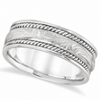 Fancy Carved Vintage Wedding Ring For Men 14k White Gold (7.5mm)