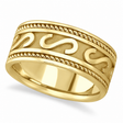 Men's Celtic Irish Hand Made Wedding Band 18k Yellow Gold (10mm)