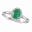Emerald and Diamond Cocktail Ring in 14K White Gold (0.75ct)