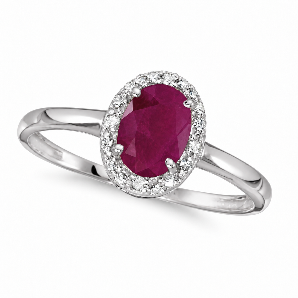 Ruby and Diamond Cocktail Ring in 14K White Gold (0.95ct)