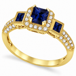 Blue Sapphire & Diamond Engagement Ring in 14k Yellow Gold (1.35ctw)