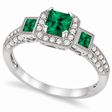 Emerald & Diamond Engagement Ring in 14k White Gold (1.35ctw)