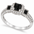 Black Diamond & Diamond Engagement Ring 14k White Gold (1.35ctw)