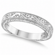 Women's Unique Filigree Wedding Band w/ Milgrain Edge in Palladium
