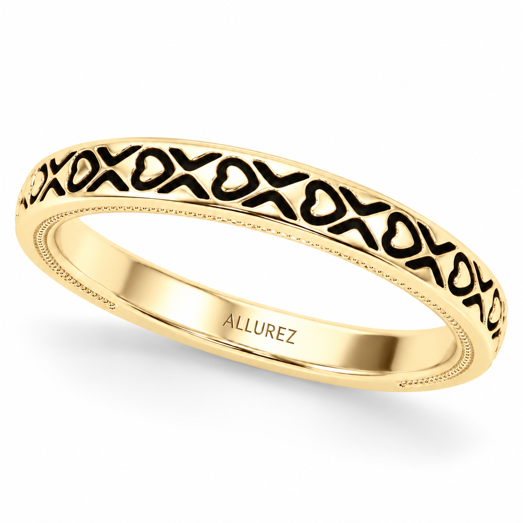 Heart engraved wedding band — product view
