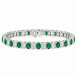 Oval Lab Grown Emerald & Diamond Tennis Bracelet 14k White Gold (11.94ctw)