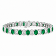 Oval Lab Grown Emerald & Diamond Tennis Bracelet 14k White Gold (15.06ctw)