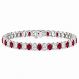 Oval Lab Grown Ruby & Diamond Tennis Bracelet 14k White Gold (14.80ctw)