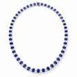 Oval Lab Grown Blue Sapphire & Diamond Graduated Necklace 14k White Gold (21.20ctw)