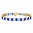 Oval Lab Grown Blue Sapphire & Diamond Tennis Bracelet 14k Yellow Gold (14.80ctw)