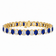 Oval Lab Grown Blue Sapphire & Diamond Tennis Bracelet 14k Yellow Gold (18.86ctw)