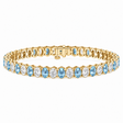 Oval Lab Grown Aquamarine & Diamond Tennis Bracelet 14k Yellow Gold (11.94ctw)