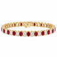 Oval Lab Grown Ruby & Diamond Tennis Bracelet 14k Yellow Gold (14.80ctw)
