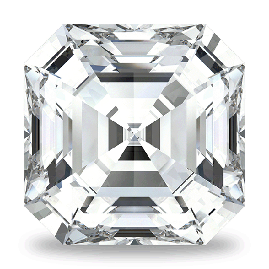 0.75 carat Asscher Royal Premium Heirloom Moissanite D-E color