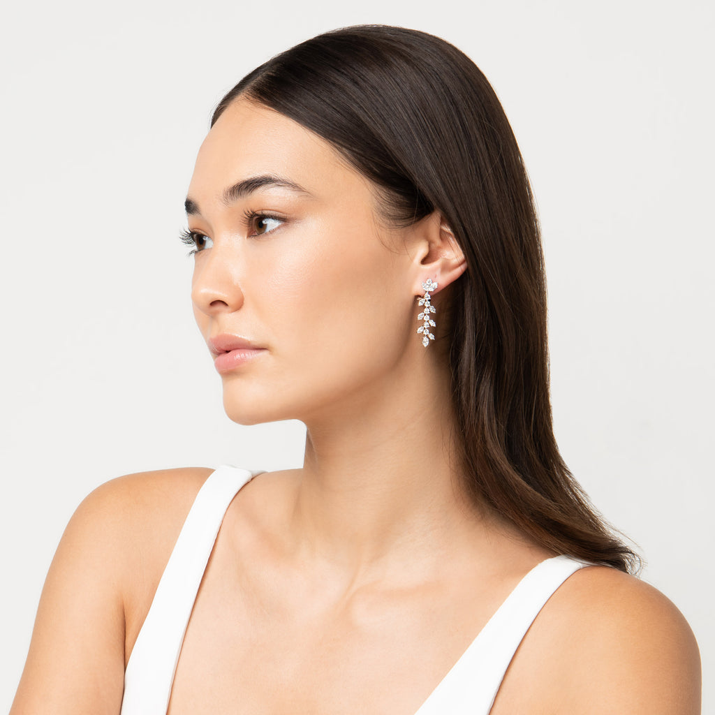 Marquise Lab Diamond Chandelier Earrings 14K White Gold (4.25ct)