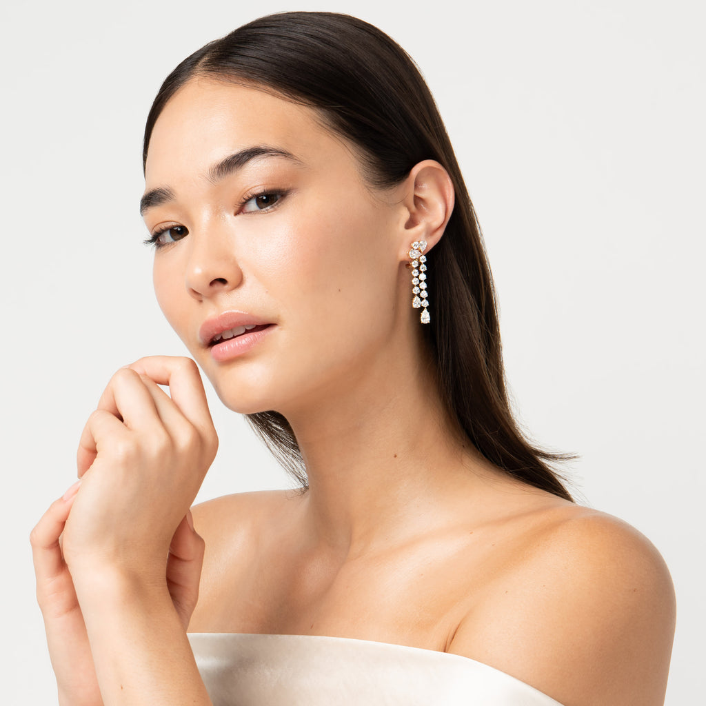 Pear Lab Diamond Dangle Earrings 14K Yellow Gold (9.50ct)