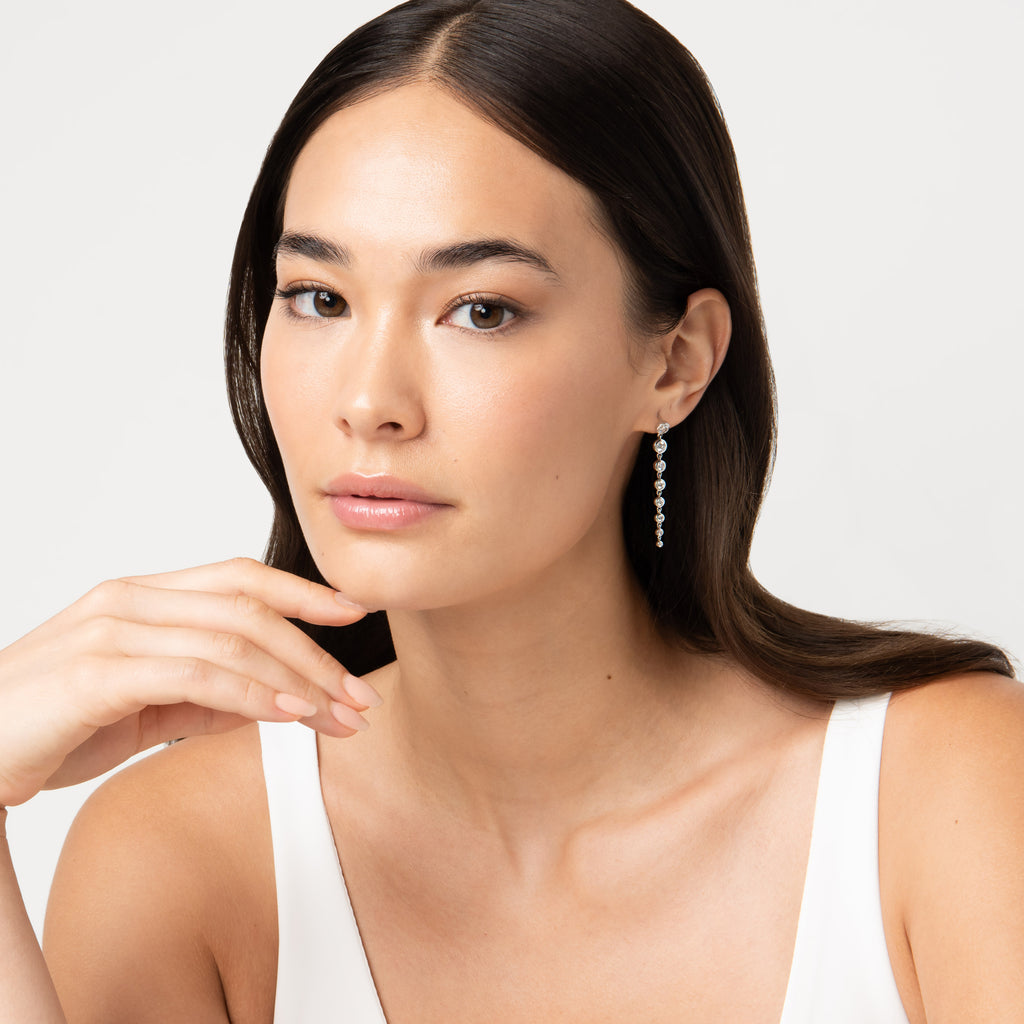 Lab-Grown Diamond Graduated Earrings 14K White Gold (2.00ct)