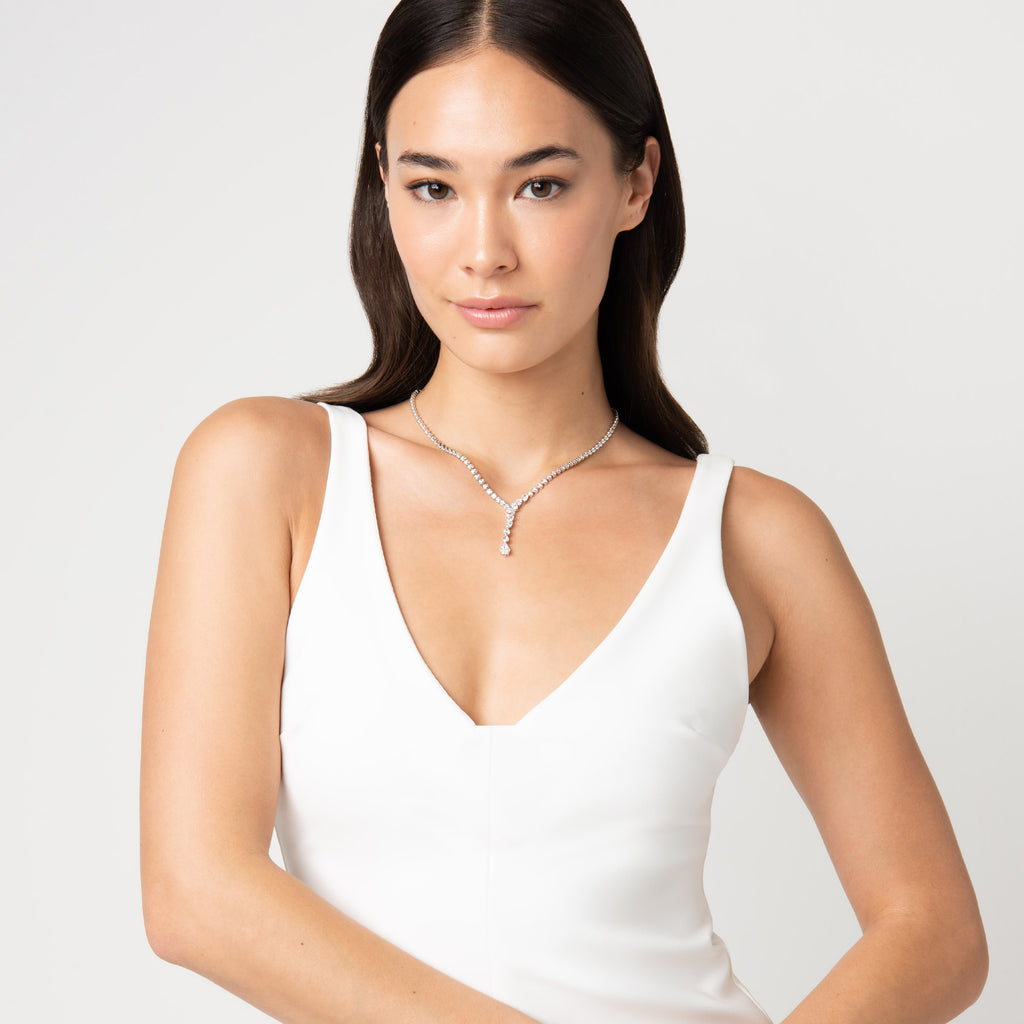 Lab  Diamond Lariat Necklace 14K White Gold (5.5ct)