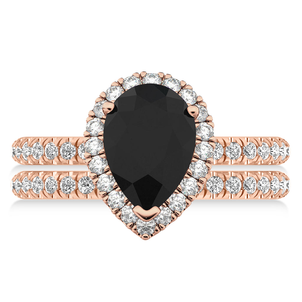 Black Diamond & Diamonds Pear-Cut Halo Bridal Set 14K Rose Gold (2.78ct)
