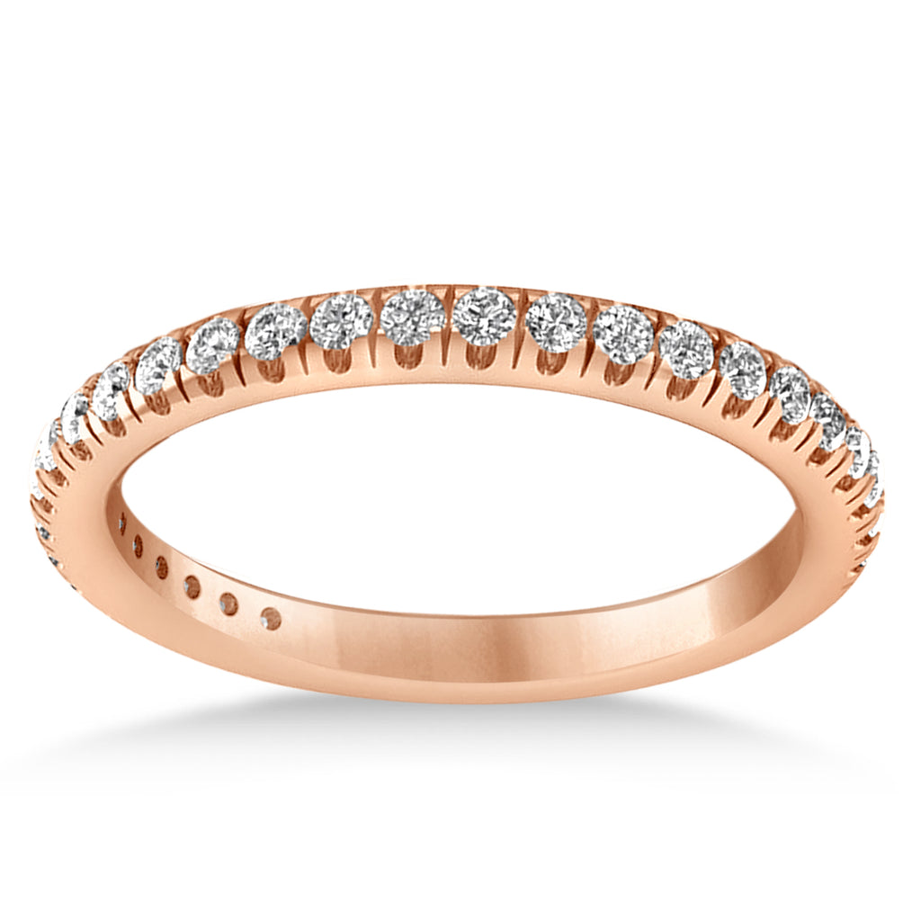 Diamond Semi-Eternity Ring Wedding Band 14k Rose Gold (0.41ct) size 3.5