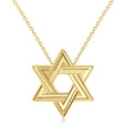 Jewish Star of David Interconnecting Petite Necklace 14K Yellow Gold