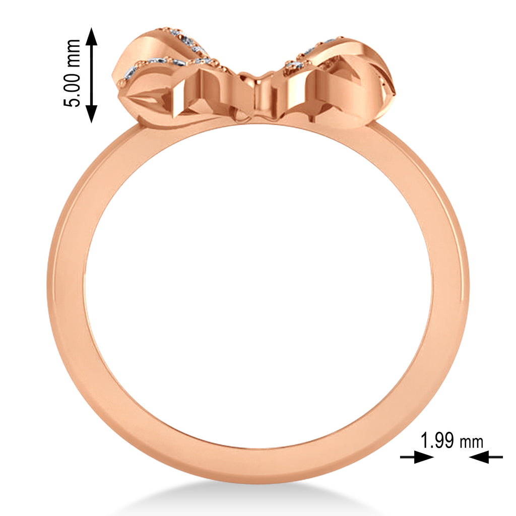 Diamond Ribbon Bow Ring/Wedding Band 14k Rose Gold (0.23ct)