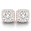Diamond Halo Cushion Earrings 14k Rose Gold (1.22ct)