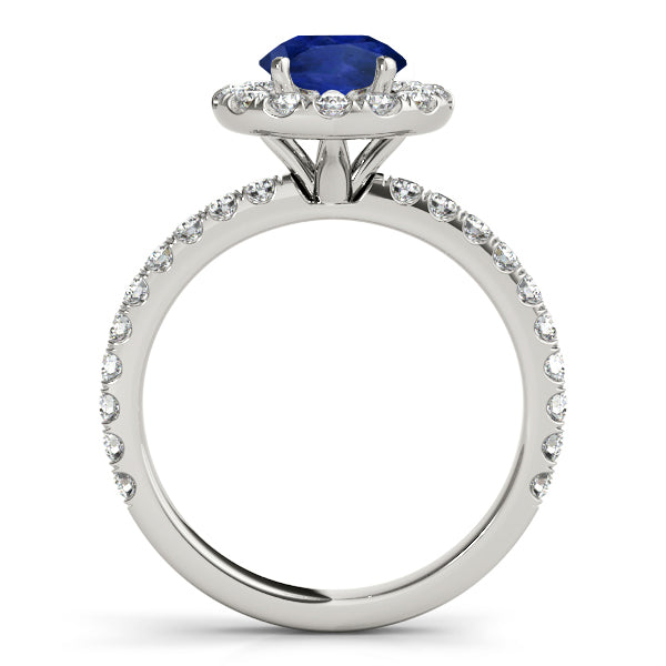 French Pave Halo Diamond Engagement Ring Setting 14k White Gold 0.75ct