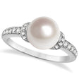 Solitaire Freshwater Cultured Pearl and Diamond Ring 0.16ctw (8mm)