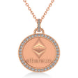 Diamond Cryptocurrency Ethereum Pendant Necklace With Bail 14k Rose Gold (0.44ct)