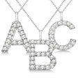 Customized Block-Letter Pave Diamond Initial Pendant in 14k White Gold (Letter G)