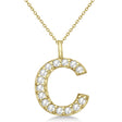 Customized Block-Letter Pave Diamond Initial Pendant in 14k Yellow Gold (C)