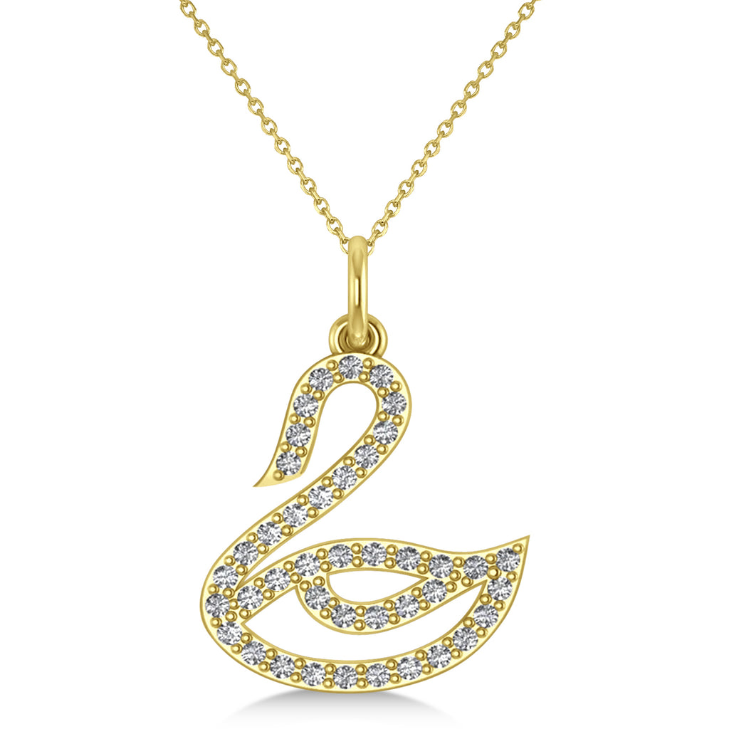 Diamond Swan Pendant Necklace 14k Yellow Gold (0.21ct)