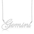 Gemini Zodiac Text Pendant Necklace 14k White Gold