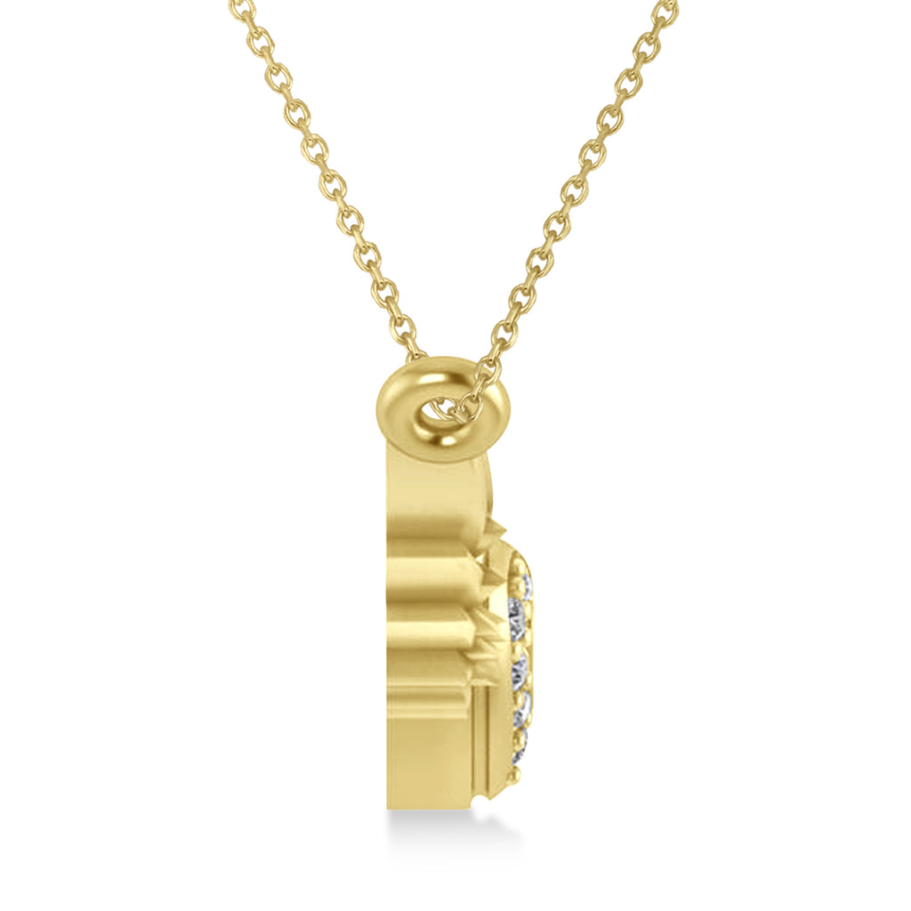 Diamond Heart & Angel Wings Pendant Necklace 14k Yellow Gold (0.05ct)