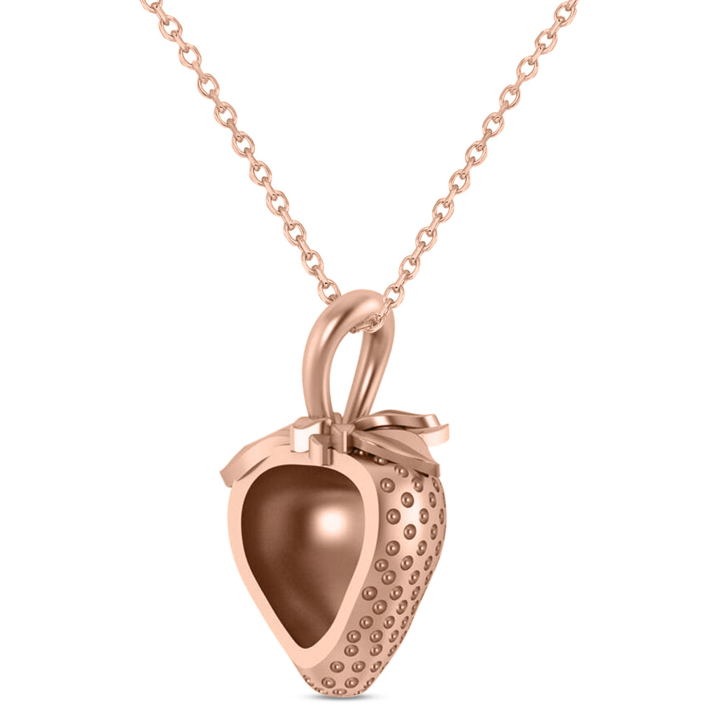 Strawberry Charm Pendant Necklace 14K Rose Gold