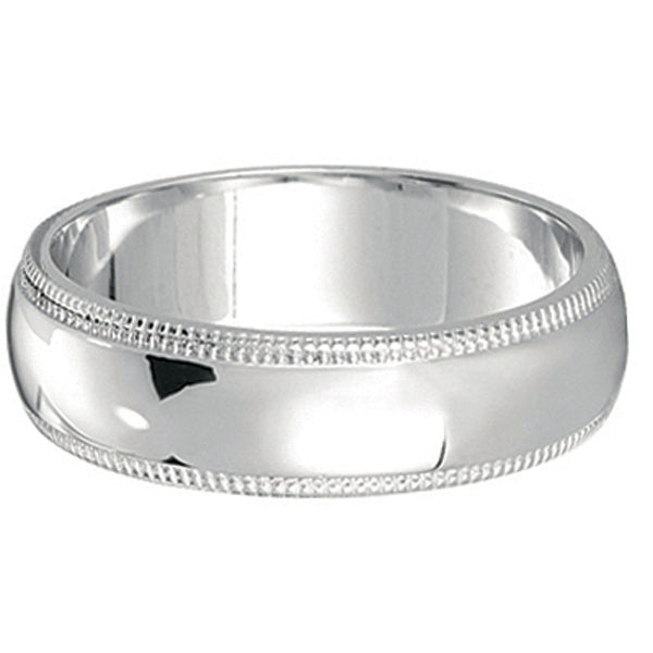 Men's Wedding Band Dome Comfort-Fit Miligrain 14k White Gold (6 mm) Size 6