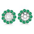 Round Emerald Earring Jackets for 7mm Studs 14K White Gold (1.32ct)