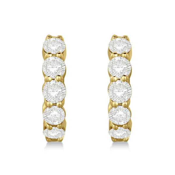 Hinged Hoop Diamond Huggie Style Earrings 14k Yellow Gold (2.00ct)