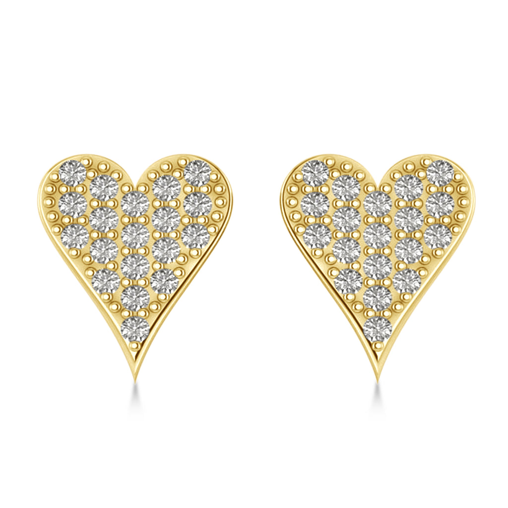 Diamond Pave Elongated Heart Earrings 14k Yellow Gold (0.38ct)