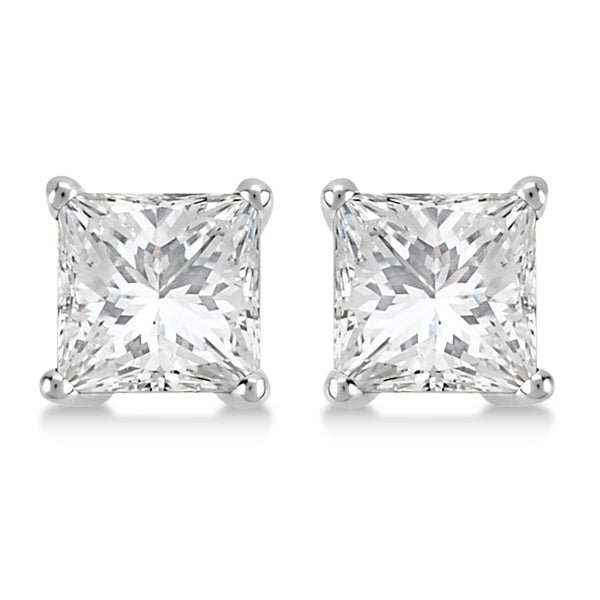 0.50ct. Princess Diamond Stud Earrings 18kt White Gold (G-H, VS2-SI1)