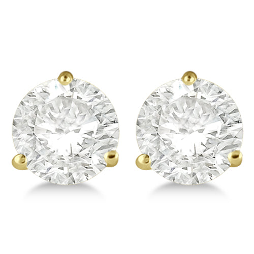 1.50ct. 3-Prong Martini Moissanite Stud Earrings 14kt Yellow Gold (F-G, VVS1)