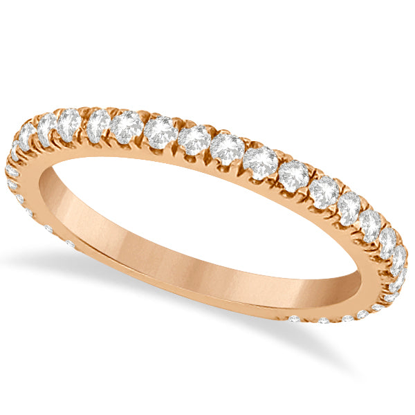 Round Diamond Eternity Wedding Ring 18K Rose Gold Diamond Band (0.58ct) Size 4.5