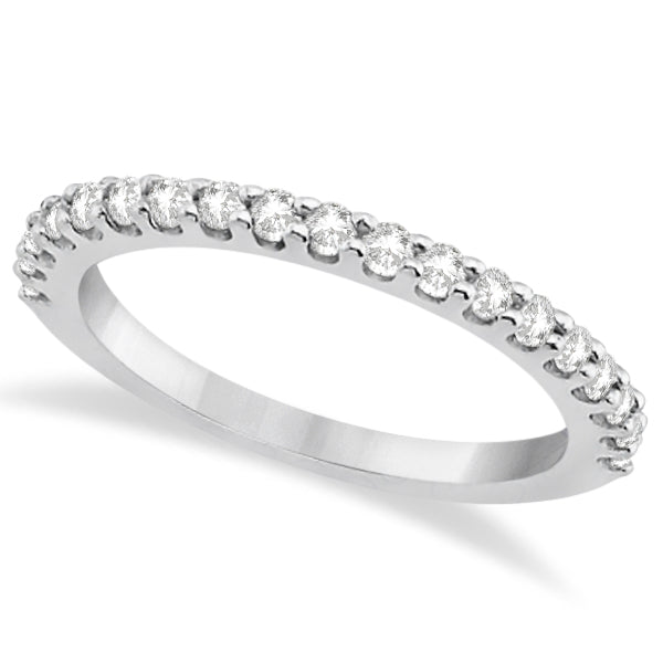 Diamond Semi Eternity Wedding Band Pave Set 18K White Gold (0.38ct)