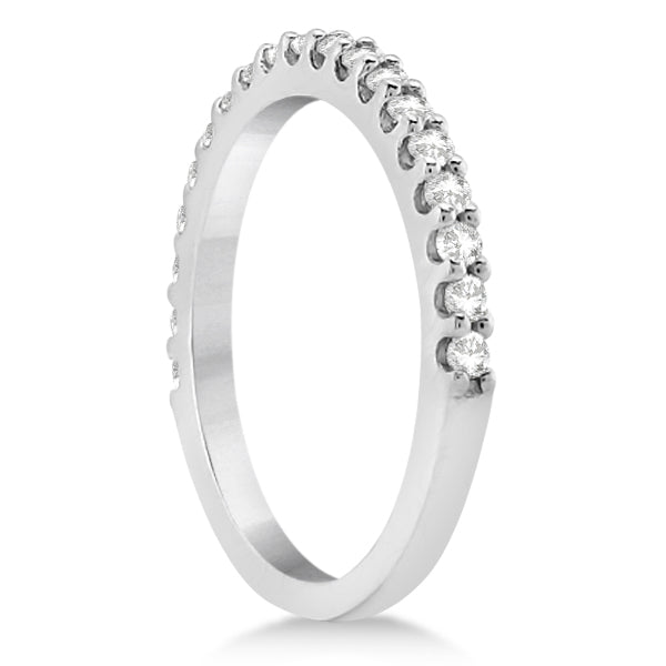 Diamond Semi Eternity Wedding Band Pave Set 18K White Gold (0.38ct)