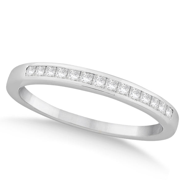 Channel Set Princess Cut Diamond Wedding Band 14k White Gold (0.20ct)