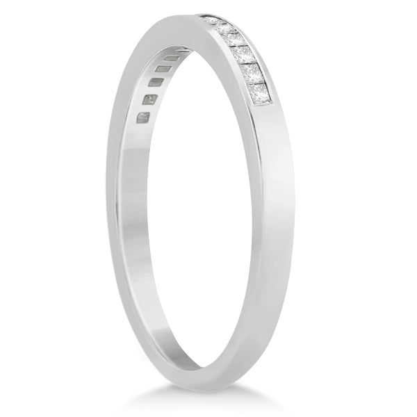 Channel Set Princess Cut Diamond Wedding Band 14k White Gold (0.20ct)