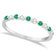 Diamond and Emerald Semi-Eternity Wedding Band 14K White Gold (0.30ct) Size 7