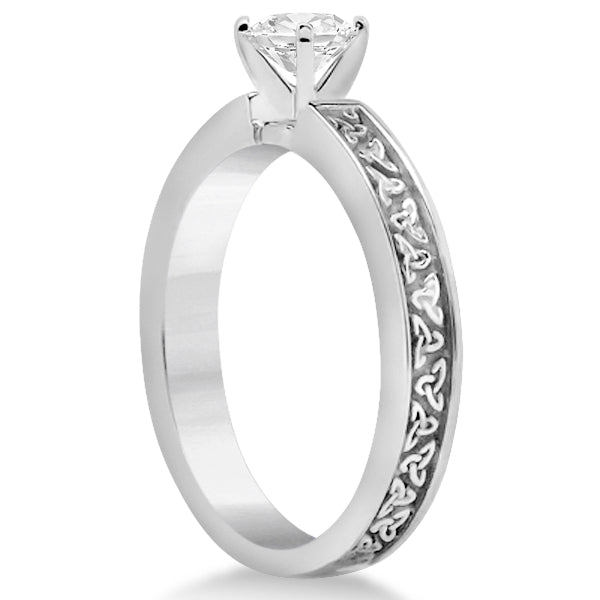 Carved Celtic Solitaire Engagement Ring Setting in Palladium