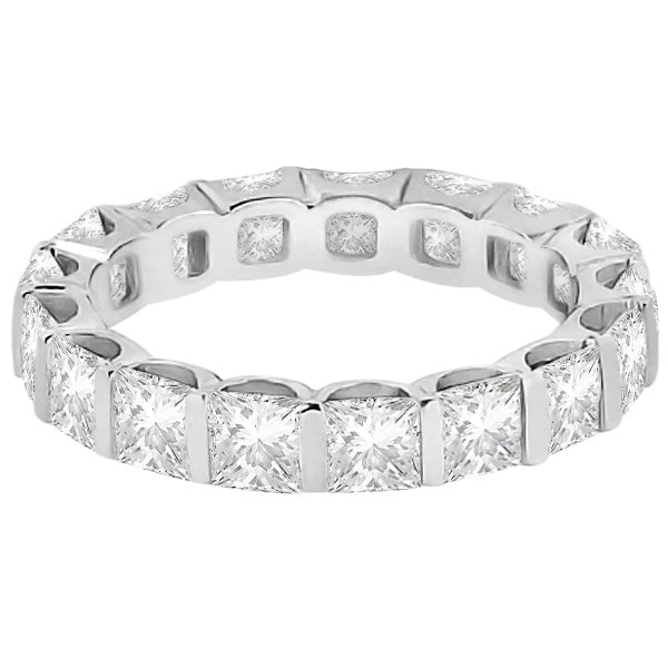 Bar-Set Princess Cut Diamond Eternity Ring Band 18k White Gold (1.15ct) Size 7.75
